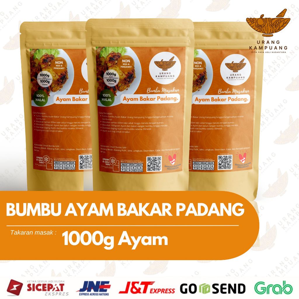 

Bumbu Ayam Bakar Padang 1 Kg Ayam Non MSG dan Pengawet Urang kampuang Food