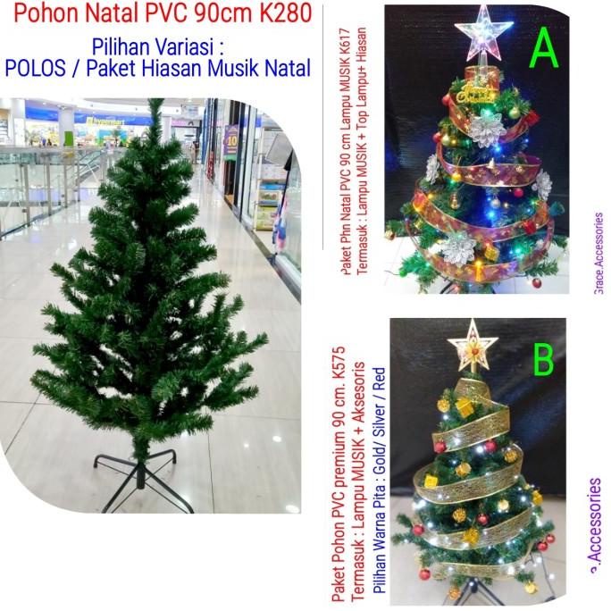 Pohon natal 3 feet 90 cm 1 meter paket set aksesoris natal