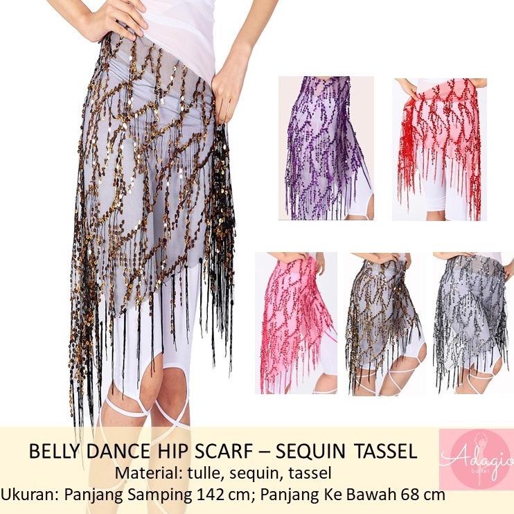 Diskon Selendang Rumbai Tulle Silk Payet Belly Dance Tari Perut India Kostum Pesta Pentas Murah
