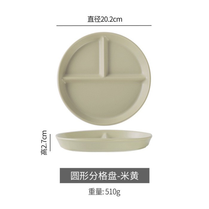 Promo Piring Sekat 3 Keramik Estetik Ala Korea / Piring Makan Piring Lauk