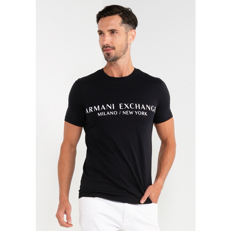 Kaos Armani Exchange Original Pria Baju Graphic logo printed short sleeves T Ori 100% Menawan Front 