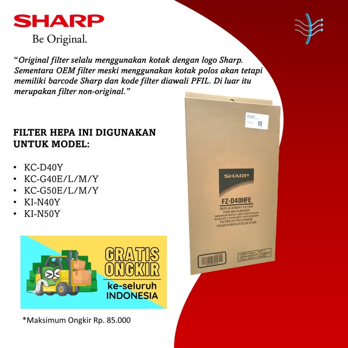 Replacement Filter Sharp Air Purifier KC-D40Y/FZ-D40HFE
