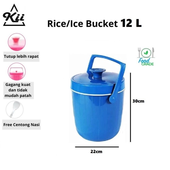 RICE BUCKET THERMOS ES 12L - TEMPAT NASI - TEMPAT ES BATU FREE CENTONG
