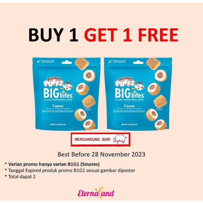 

Stuffed Puffs Big Bites Filled Marshmallows - Impor Usa (Non Halal)