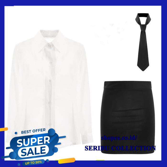 WANITA LINGERIE PAKAIAN SEXY SERAGAM KANTOR COSPLAY SHIRT SET  DISKON GEDE 