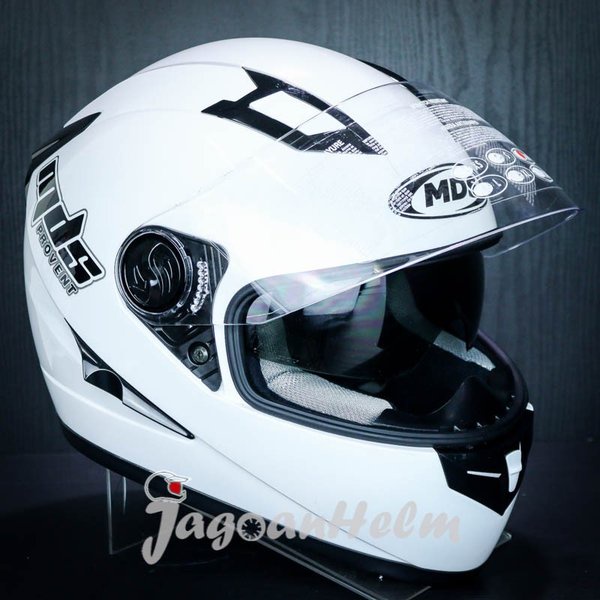 Helm Mds Provent Solid - White Metalic-Double Visor