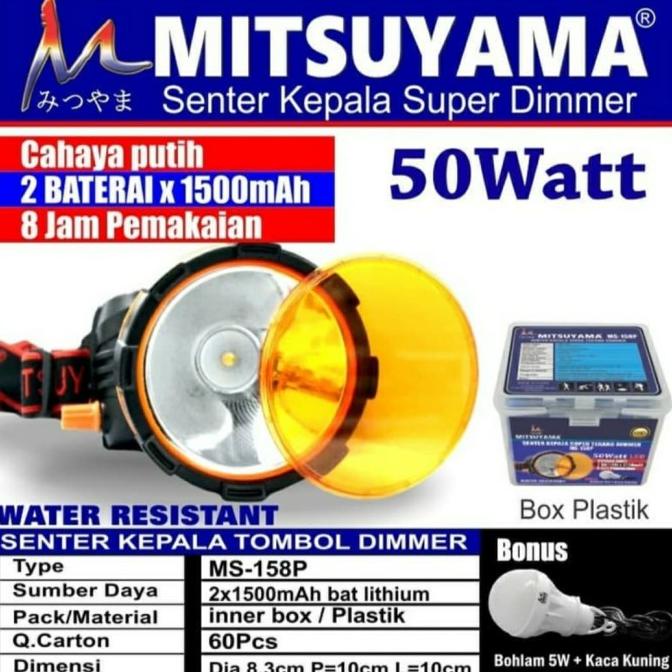 Senter Kepala Super Dimmer Led 50Watt Head Lamp Mitsuyama Ms - 158P Kode 603