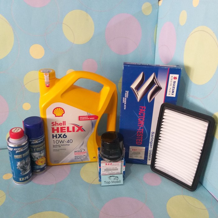 paket service oli shell helix hx6 10w-40 ertiga lama (5) lilaajah1516