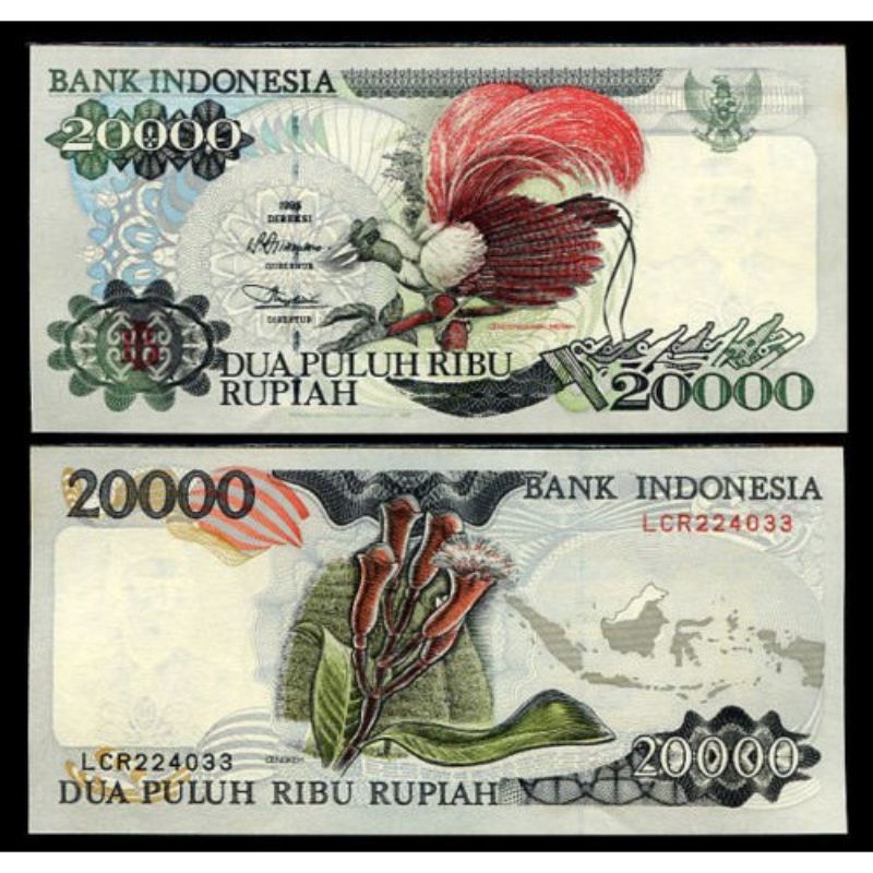 Uang Kuno 20000 Rupiah 1995 Cendrawasih UNC