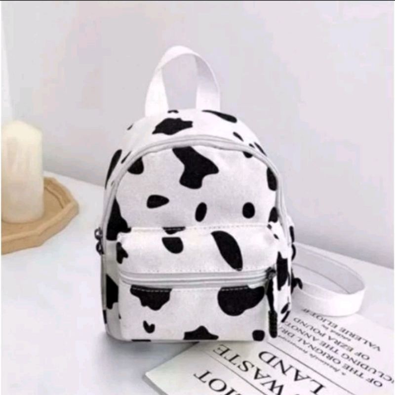 Tas ransel mini motif sapi kekinian