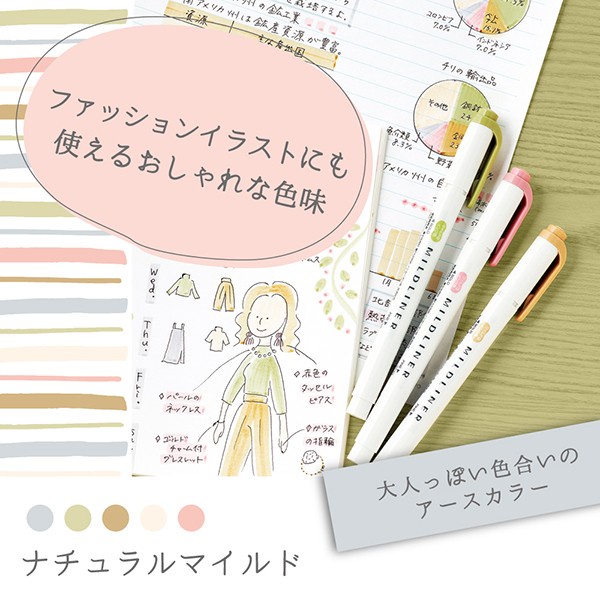 

TERBARU Zebra Mildliner Gentle Natural Mild Colors Double Sided Highlighter