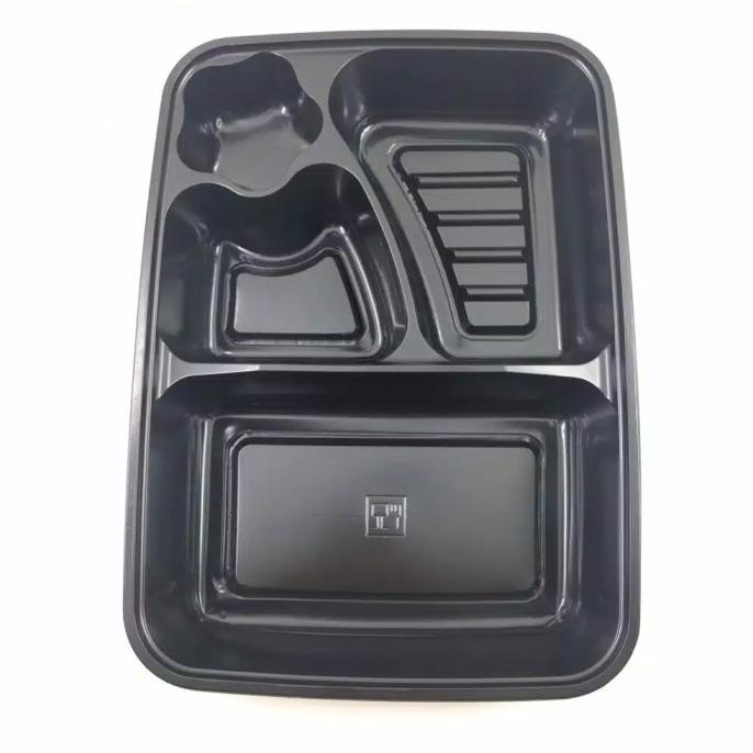 Fmoy*111 @50Set Mika Bento 4 Sekat Hitam Merah Pink Kuning Putih / Tempat Makan