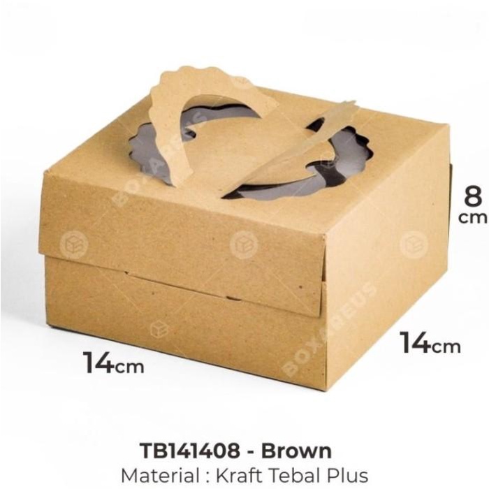 

Cake Box Tart Handle Uk 14X14 Kraft / Dus Kue Bolu Tb141408 B 066