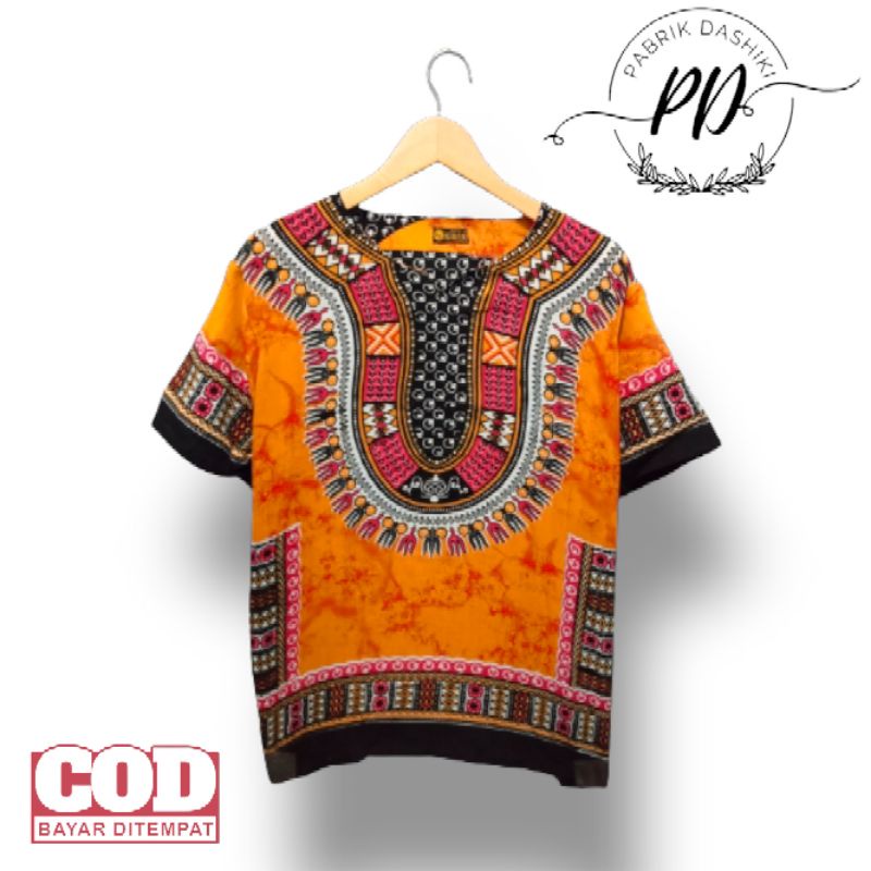 Baju dashiki motif kotak/ baju pria wanita/ baju santai/ baju kaos dashiki