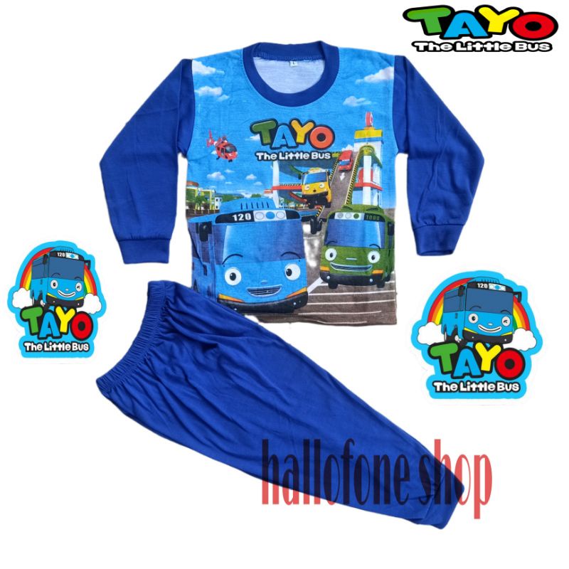 EXCLUSIVE ANAK ANAK Setelan Baju Kaos Lengan Panjang Anak Laki Laki Perempuan Gambar Tayo Setelan