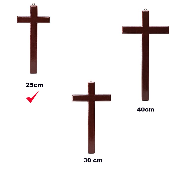 Pajangan Salib Dinding Gantung Kristen Rohani Kayu Jati Coklat 25cm
