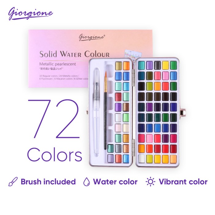 

Promo Giorgione Watercolor Paint Cat Air Free Brush 50/72/90/100 Warna