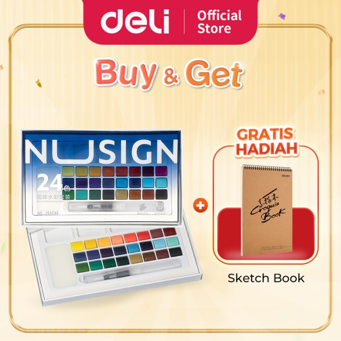 

Terlaris Nusign Solid Watercolor Paint/Set Cat Air Padat 24 Warna Ns733 Promo Terbaru