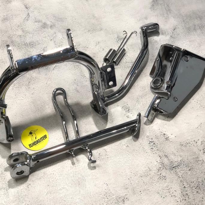 Murah Standar set samping & tengah Chrome Original Vespa Matic Vespa S LX