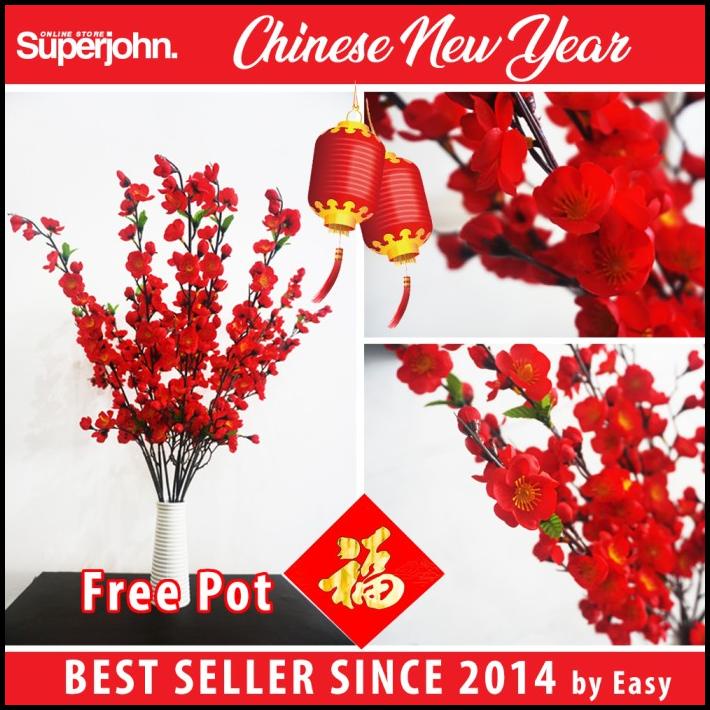 

DISKON POHON IMLEK ANGPAO / BUNGA SAKURA / MEIHUA SINCIA MERAH PINK 60 CM