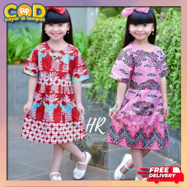 Bj Kondangan Ghaun Drass Kids Lucu Drease Barik Dress Batik Drese Baju Batek High Quality Gsun Fashi