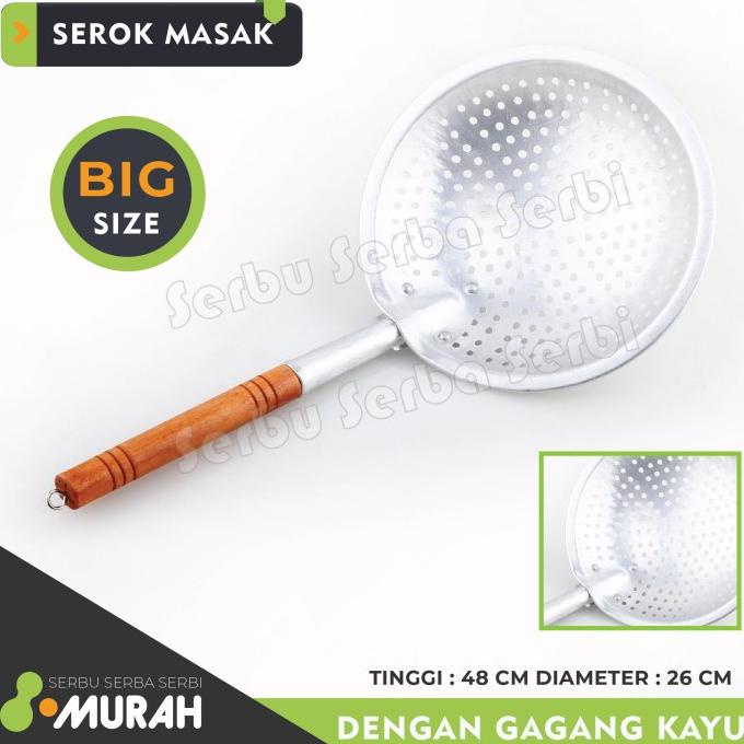 ~~~] SEROK MASAK / Saringan Serok Gagang Kayu - BOLONG no 26