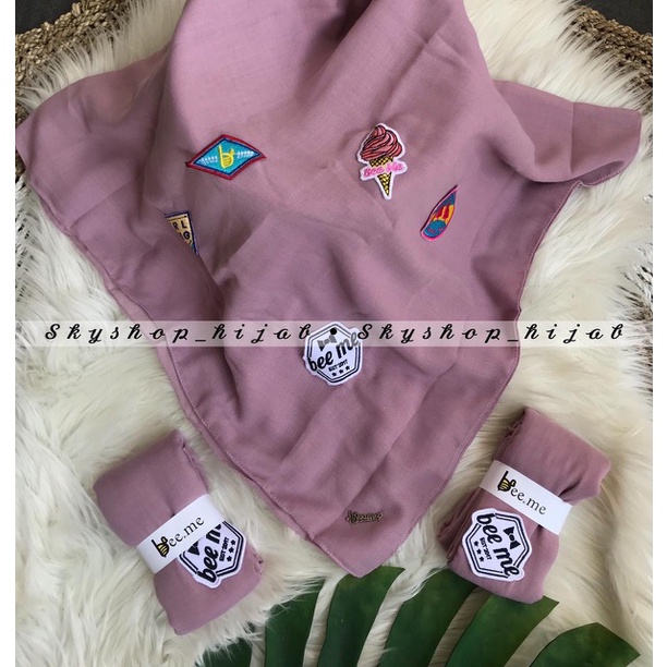 STYLISH HIJAB DAILY HIJAB BEE.ME SERIES PATCH-KERUDUNG SEGIEMPAT SIZE 115x115CM JILBAB POLOS