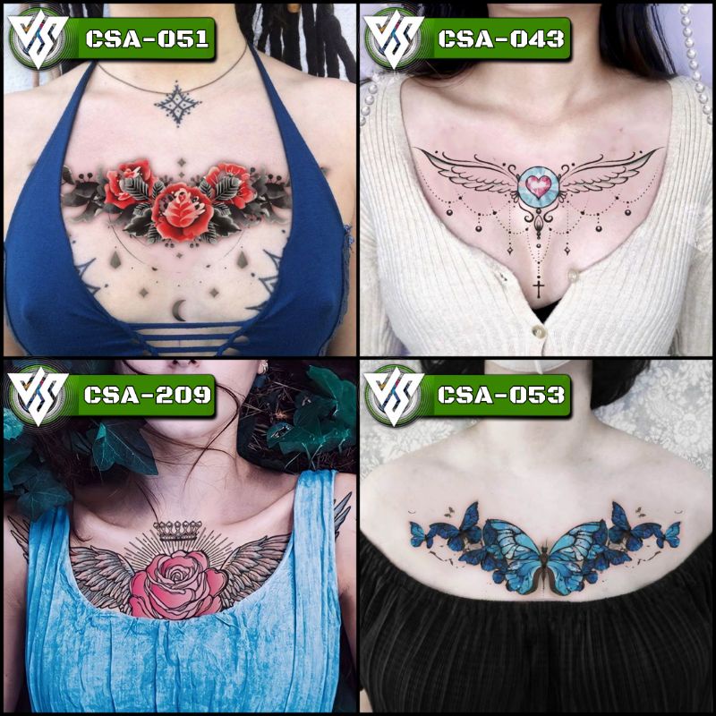 Dada Punggung Tattoo Temporary Temporer Tattoo Sementara Pria Wanita