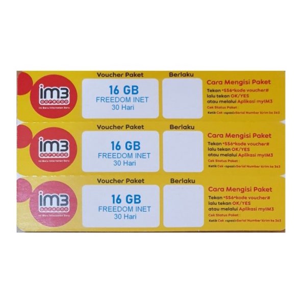Voucher Indosat Freedom Internet 16GB 30Hari