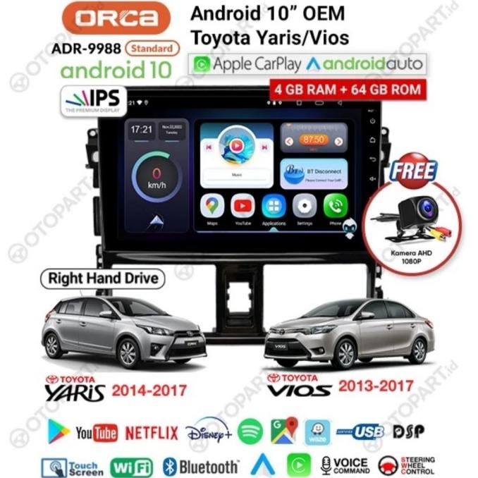 Head Unit Android ORCA ADR 9988 DSP YARIS / VIOS 2014 2015 2016 2017
