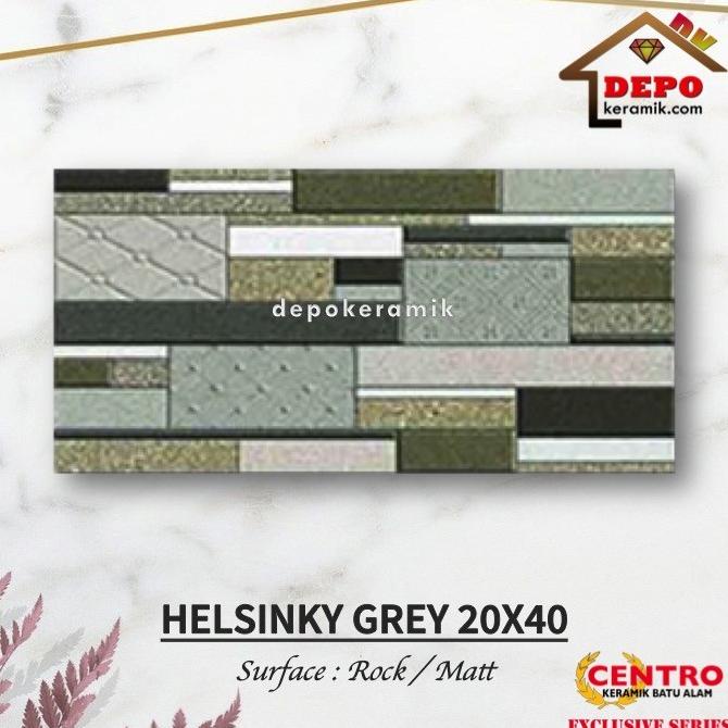 Centro Helsinky Grey 20X40 Kw1 Keramik Dinding Kasar Motif Batu Alam Kualitas Premium