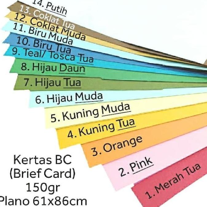 

Big Sale - 10 lembar / Karton BC Manila Plano 150 grm 61x86 warna !!