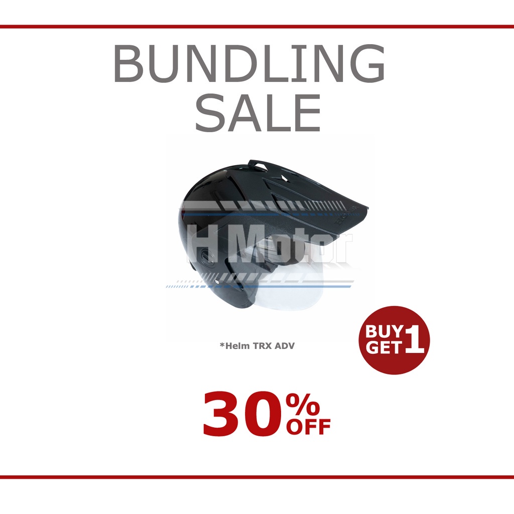 BUNDLING - Honda ORI SNI Half Face Helm Helmet ADV TRX 3 MURAH - HITAM