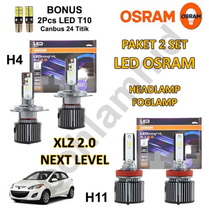 Paket 2 Set Lampu Led Mazda 2 Non Skyactiv Osram Xlz Headlamp Foglamp Ready