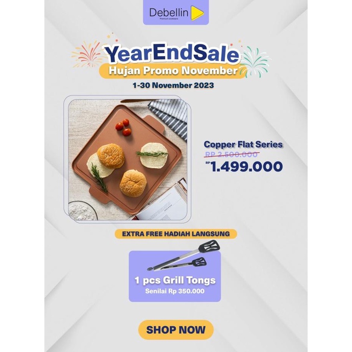 New Debellin Copper Grill Flat Series Anti Lengket Atau Pemanggang Bbq Original
