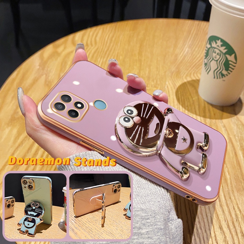 Casing Ponsel untuk OPPO A15 A15s A35 A16 A16s A54s A16k A16e Case pola Doraemon hidup Kesing HP lap