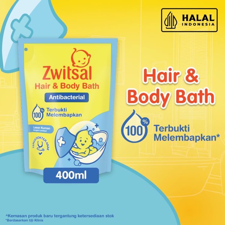 Zwitsal Baby Bath Hair & Body - Antibacterial 400 mL