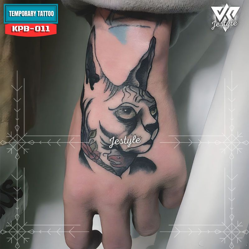 [KPB-011] Tato Temporer Temporary Tattoo Kepal Tangan Kucing lucu
