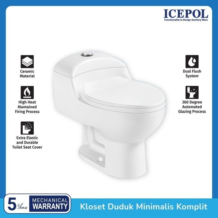 Terbaru Icepol Kloset Duduk One Piece Murah Elegant Komplit Set Ic8025 Promo Terlaris