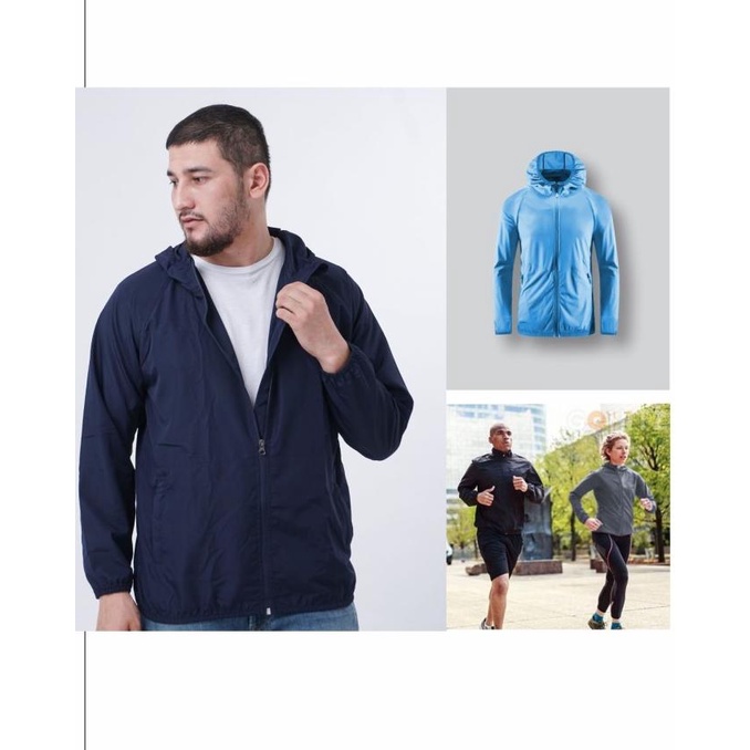 Jaket Olahraga Pria Lari Running Jogging Sepeda Parasut Windproof