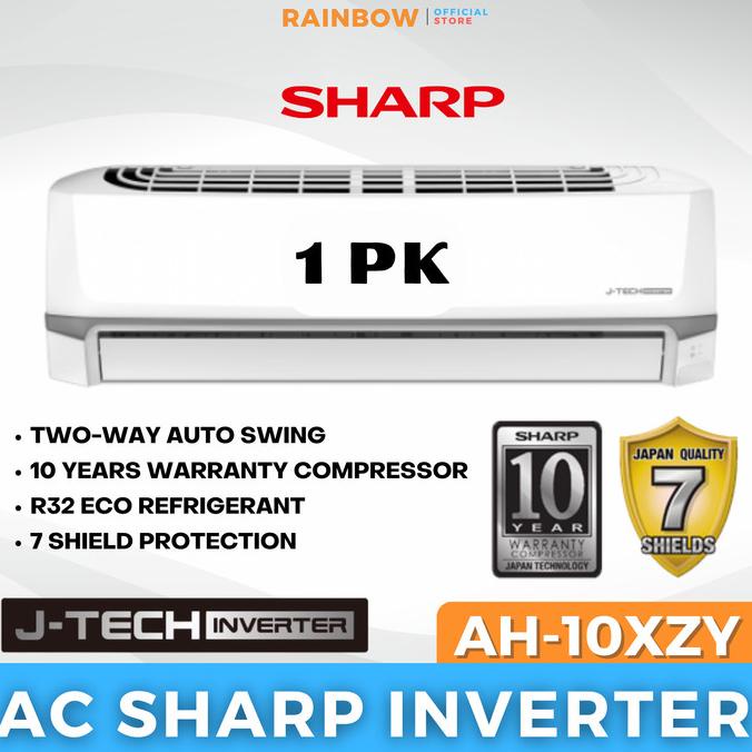 Ac Sharp 1 Pk Jtech Inverter AH-X10ZY - Refrigrant R32  Kualitas Bagus