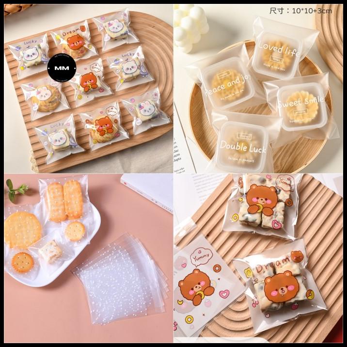 

TERBARU 10X10CM PLASTIK OPP SEAL COOKIES KUE DONUT PERMEN PLASTIK OPP PEREKAT !!!!!