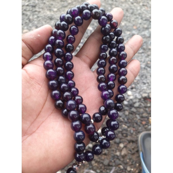 tasbih batu kecubung wulung asli dim 8mm isi 99 butir
