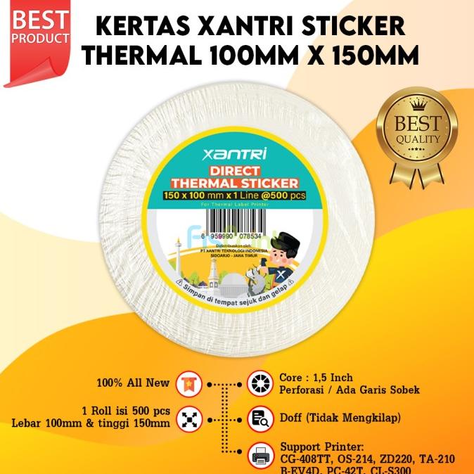 

Label Thermal 100X150 500Pcs Kertas Stiker Printer Resi Termal Roll Star