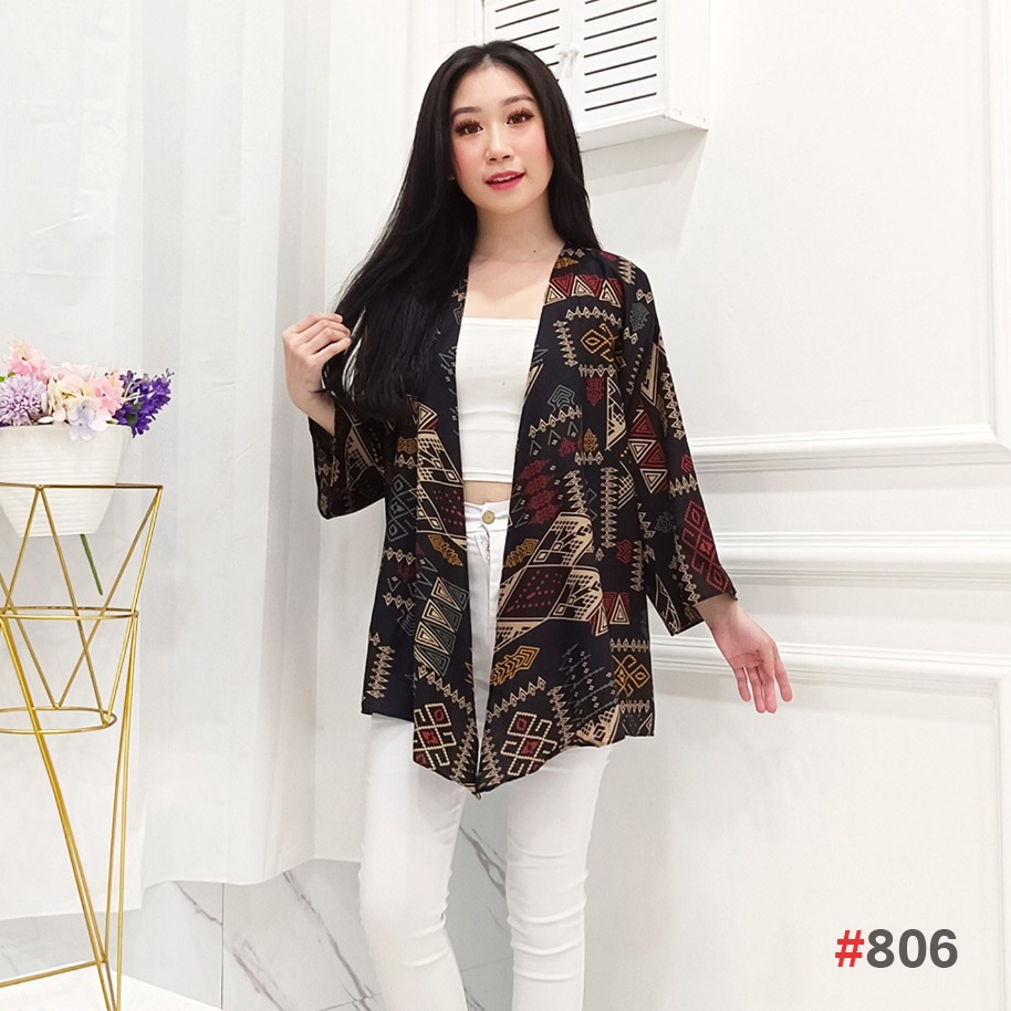 Cardigan Outer Layer Katun Tribal Motif Etnik Bahan Adem Kardigan Batik Bohean