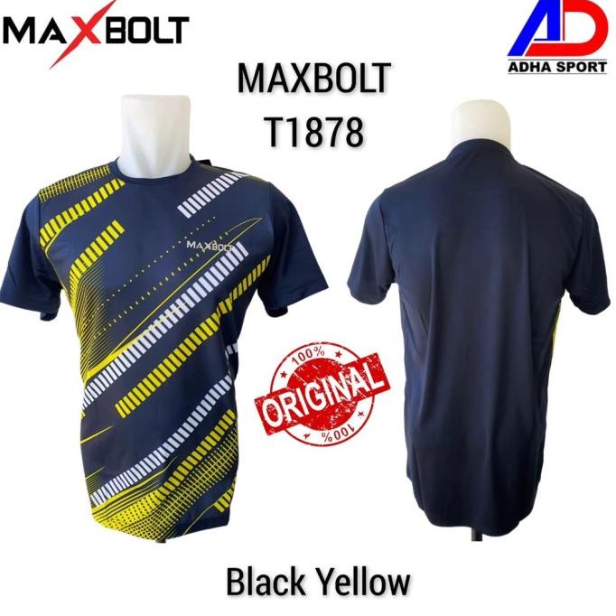BEBAS ONGKIR - Baju Badminton Maxbolt 1878 Black Yellow Kaos Jersey Bulutangkis Ori