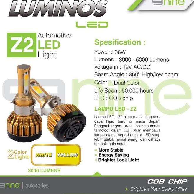 Lampu Led Motor Luminos Z2 2Warna White Yellow 3 Sisi