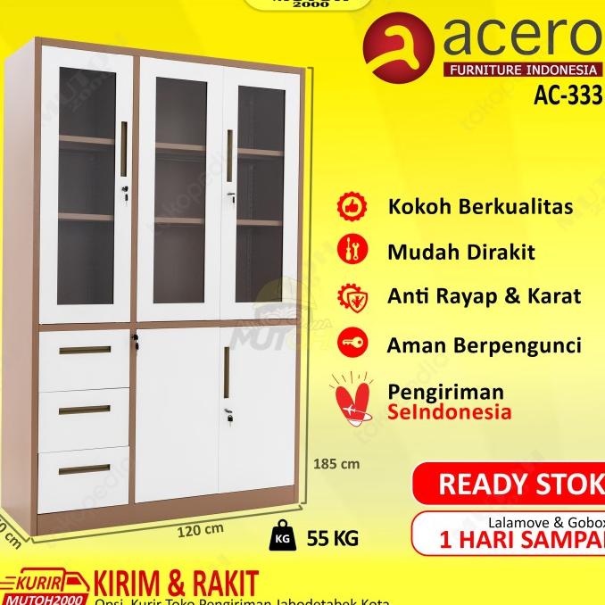 

[ Megaelektro99 ] Acero Ac-333 Lemari Arsip Besi Kombinasi 3 Pintu 3 Laci Terbaik