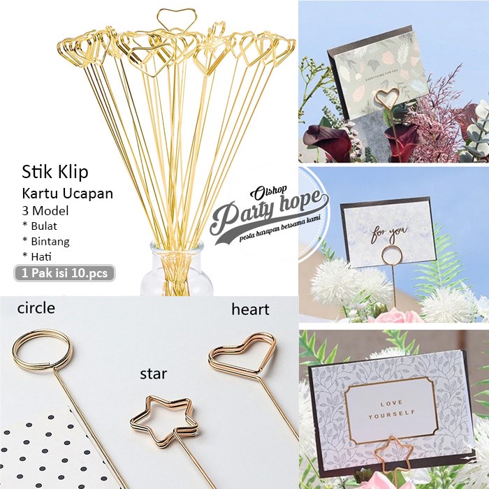 

klip kartu ucapan metal besi / klip kartu ucapan bouquet bunga / stik