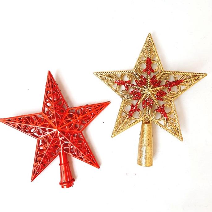

Top Bintang Pohon Natal Gold Emas Hiasan Bintang Atas Christmas Tree Stok Terbatas